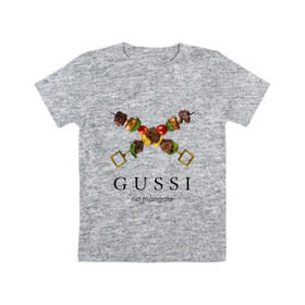 Детская футболка хлопок с принтом Gussi na mangale в Рязани, 100% хлопок | круглый вырез горловины, полуприлегающий силуэт, длина до линии бедер | Тематика изображения на принте: антибренд | гуси на мангале | стиль | юмор