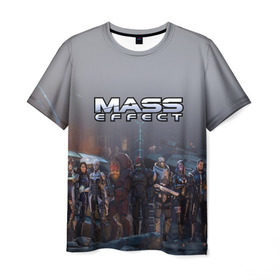 Мужская футболка 3D с принтом Mass Effect в Рязани, 100% полиэфир | прямой крой, круглый вырез горловины, длина до линии бедер | amdromeda initiative | andromeda | game | gun | hemet | n7 | rifle | ryder | soldier | space | star | weapon