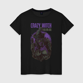 Женская футболка хлопок с принтом Ведьма в Рязани, 100% хлопок | прямой крой, круглый вырез горловины, длина до линии бедер, слегка спущенное плечо | witch | баба яга | ведьма | колдунья | ужас