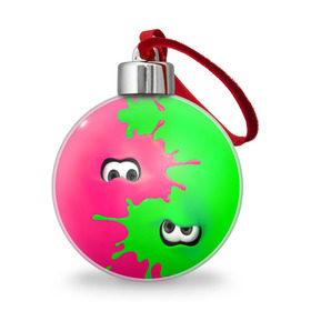 Ёлочный шар с принтом Splatoon в Рязани, Пластик | Диаметр: 77 мм | брызги | глаза | зеленый | игра | краски | розовый | салатовый