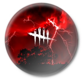 Значок с принтом DEAD BY DAYLIGHT в Рязани,  металл | круглая форма, металлическая застежка в виде булавки | dead by daylight | game | hillbilly | maniacs | trapper | wraith | деревенщина | мертвые днем | охотник | призрак