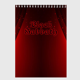 Скетчбук с принтом Black Sabbath в Рязани, 100% бумага
 | 48 листов, плотность листов — 100 г/м2, плотность картонной обложки — 250 г/м2. Листы скреплены сверху удобной пружинной спиралью | Тематика изображения на принте: бирмингем | британская | группа | иэн гиллан | оззи осборн | рок | ронни джеймс дио | тони айомми | хард