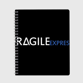 Тетрадь с принтом FRAGILE EXPRESS в Рязани, 100% бумага | 48 листов, плотность листов — 60 г/м2, плотность картонной обложки — 250 г/м2. Листы скреплены сбоку удобной пружинной спиралью. Уголки страниц и обложки скругленные. Цвет линий — светло-серый
 | kojima productions | кодзима | кодзима продакшн