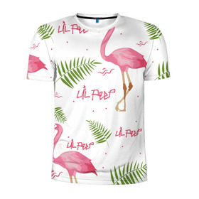 Мужская футболка 3D спортивная с принтом Lil Peep pink flamingo в Рязани, 100% полиэстер с улучшенными характеристиками | приталенный силуэт, круглая горловина, широкие плечи, сужается к линии бедра | benz truck | girls. pink | gustav hr | hip hop | lil | lil peep | peep | rap | лил | лилпип | листья | пальма | пальмы | пип | розовый | рэп | фламинго | хип хоп | эмо | эмо реп