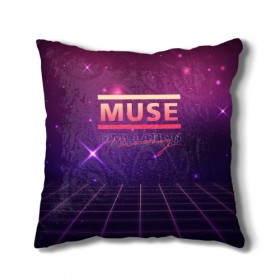 Подушка 3D с принтом Muse: Simulation Theory в Рязани, наволочка – 100% полиэстер, наполнитель – холлофайбер (легкий наполнитель, не вызывает аллергию). | состоит из подушки и наволочки. Наволочка на молнии, легко снимается для стирки | alternative | music | retro | rock | simulation | theory | альбом | альтернатива | альтернативная | беллами | музыка | мьюз | мэтью | ретро | рок