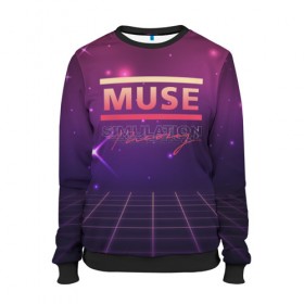 Женский свитшот 3D с принтом Muse: Simulation Theory в Рязани, 100% полиэстер с мягким внутренним слоем | круглый вырез горловины, мягкая резинка на манжетах и поясе, свободная посадка по фигуре | alternative | music | retro | rock | simulation | theory | альбом | альтернатива | альтернативная | беллами | музыка | мьюз | мэтью | ретро | рок