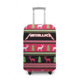Чехол для чемодана 3D с принтом Новогодняя Metallica в Рязани, 86% полиэфир, 14% спандекс | двустороннее нанесение принта, прорези для ручек и колес | 