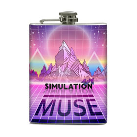 Фляга с принтом Simulation Theory. Muse в Рязани, металлический корпус | емкость 0,22 л, размер 125 х 94 мм. Виниловая наклейка запечатывается полностью | matthew bellamy | muse | simulation theory | мьюз | мэт бэллами | мэтью беллами