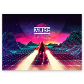 Поздравительная открытка с принтом Muse / Simulation Theory в Рязани, 100% бумага | плотность бумаги 280 г/м2, матовая, на обратной стороне линовка и место для марки
 | Тематика изображения на принте: matthew bellamy | muse | simulation theory | мьюз | мэт бэллами | мэтью беллами