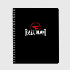 Тетрадь с принтом FAZE CLAN в Рязани, 100% бумага | 48 листов, плотность листов — 60 г/м2, плотность картонной обложки — 250 г/м2. Листы скреплены сбоку удобной пружинной спиралью. Уголки страниц и обложки скругленные. Цвет линий — светло-серый
 | Тематика изображения на принте: action | astralis | awp | counter strike | cs go | cs go global offensive | cybersport | faze clan | game | gamer | hyper beast | shooter | skin | team liquid | киберспорт | оружие | скины