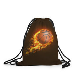 Рюкзак-мешок 3D с принтом Баскетбол в Рязани, 100% полиэстер | плотность ткани — 200 г/м2, размер — 35 х 45 см; лямки — толстые шнурки, застежка на шнуровке, без карманов и подкладки | Тематика изображения на принте: баскетбол | мяч | огонь