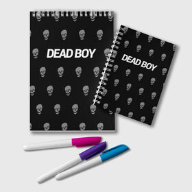 Блокнот с принтом Bones Deadboy в Рязани, 100% бумага | 48 листов, плотность листов — 60 г/м2, плотность картонной обложки — 250 г/м2. Листы скреплены удобной пружинной спиралью. Цвет линий — светло-серый
 | bones | boy | dead | deadboy | elmo | hdmi | hip | hop | kennedy | metal | rap | rapper | scream | sesh | seshollowaterboyz | skull | team | кеннеди | кости | костя | метал | рэп | рэпер | сеш | скрим | сэш | хип | хоп | череп | элмо