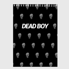 Скетчбук с принтом Bones Deadboy в Рязани, 100% бумага
 | 48 листов, плотность листов — 100 г/м2, плотность картонной обложки — 250 г/м2. Листы скреплены сверху удобной пружинной спиралью | Тематика изображения на принте: bones | boy | dead | deadboy | elmo | hdmi | hip | hop | kennedy | metal | rap | rapper | scream | sesh | seshollowaterboyz | skull | team | кеннеди | кости | костя | метал | рэп | рэпер | сеш | скрим | сэш | хип | хоп | череп | элмо