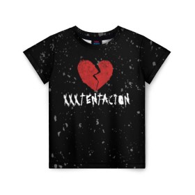 Детская футболка 3D с принтом XXXTentacion Red Broken Heart в Рязани, 100% гипоаллергенный полиэфир | прямой крой, круглый вырез горловины, длина до линии бедер, чуть спущенное плечо, ткань немного тянется | Тематика изображения на принте: broken | dead | heart | king | legend | music | rap | rapper | red | revenge | rip | xtentation | xxtennation | xxx | xxxtentacion | красное | мертв | музыка | память | разбитое | репер | рип | рэп | сердце | тентасьон | умер