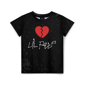 Детская футболка 3D с принтом Lil Peep Broken Heart в Рязани, 100% гипоаллергенный полиэфир | прямой крой, круглый вырез горловины, длина до линии бедер, чуть спущенное плечо, ткань немного тянется | Тематика изображения на принте: broken | dead | heart | lil | lil peep | lilpeep | music | peep | pump | rap | rapper | red | rip | густав | красное | лил | лил пип | лилпип | мертв | память | пип | разбитое | рип | рэп | рэпер | сердечко | сердце | умер | эмо