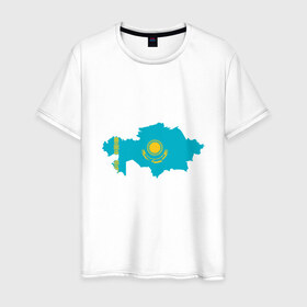 Мужская футболка хлопок с принтом Казахстан в Рязани, 100% хлопок | прямой крой, круглый вырез горловины, длина до линии бедер, слегка спущенное плечо. | adventure | city | travel | world | азия | ас | город | государство | европа | жизнь | казах | казахстан | карта | культура | люди | мир | народ | партиот | планета | приключение | путешествие | республика | солнце