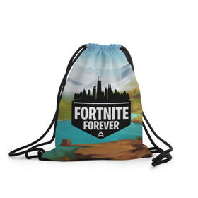 Рюкзак-мешок 3D с принтом Fortnite Forever в Рязани, 100% полиэстер | плотность ткани — 200 г/м2, размер — 35 х 45 см; лямки — толстые шнурки, застежка на шнуровке, без карманов и подкладки | battle royale | fortnite | fortnite battle royale | futuresynth | game | outrun | retrowave | synth | synthwave | игры | ретровейв | синтвейв | фортнайт