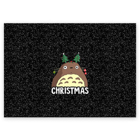 Поздравительная открытка с принтом Totoro Christmas в Рязани, 100% бумага | плотность бумаги 280 г/м2, матовая, на обратной стороне линовка и место для марки
 | anime | christmas | moon | myneighbortotoro | night | totoro | xmas | аниме | канта | кодомо | котобус | кусакабэ | мэй | рождество | сусуватари | тацуо | тоторо | хаяомиядзаки | ясуко