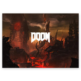 Поздравительная открытка с принтом DOOM в Рязани, 100% бумага | плотность бумаги 280 г/м2, матовая, на обратной стороне линовка и место для марки
 | demon | devil | doom | doom vfr | evil | game | mars | red | демон | дум | игры | космос | красная планета | марс | пришельцы