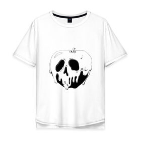 Мужская футболка хлопок Oversize с принтом Death Apple в Рязани, 100% хлопок | свободный крой, круглый ворот, “спинка” длиннее передней части | Тематика изображения на принте: blood | bones | dead | halloween | killer | monster | night | scream | skeletor | skull | zombie | вампир | зомби | кладбище | крик | кровь | мертвец | месть | могила | монстр | ночь | пират | скелет | скелетор