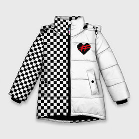 Зимняя куртка для девочек 3D с принтом ФРЕНДЗОНА в Рязани, ткань верха — 100% полиэстер; подклад — 100% полиэстер, утеплитель — 100% полиэстер. | длина ниже бедра, удлиненная спинка, воротник стойка и отстегивающийся капюшон. Есть боковые карманы с листочкой на кнопках, утяжки по низу изделия и внутренний карман на молнии. 

Предусмотрены светоотражающий принт на спинке, радужный светоотражающий элемент на пуллере молнии и на резинке для утяжки. | Тематика изображения на принте: friend | zone | бойчик | бутылочка | бэйби | вечеринка | вписке | клетка | мэйби | панк | пижамная | поп | розовый | сердечко | сердце | ска | флирт | френдзона | хэш | школьная