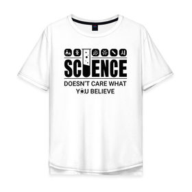 Мужская футболка хлопок Oversize с принтом Science (light) в Рязани, 100% хлопок | свободный крой, круглый ворот, “спинка” длиннее передней части | Тематика изображения на принте: science | атом | днк | измерение | исследование | медицина | микроскоп | наука | опыт | пробирка | студент | учёные