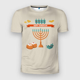 Мужская футболка 3D спортивная с принтом Hanukkah в Рязани, 100% полиэстер с улучшенными характеристиками | приталенный силуэт, круглая горловина, широкие плечи, сужается к линии бедра | hanukkah | израиль | подсвечник | праздник | свечи | счастливого | ханука