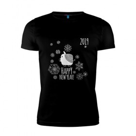 Мужская футболка премиум с принтом Happy New Year в Рязани, 92% хлопок, 8% лайкра | приталенный силуэт, круглый вырез ворота, длина до линии бедра, короткий рукав | 