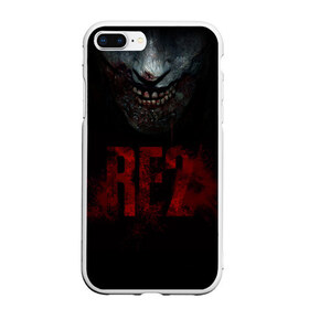 Чехол для iPhone 7Plus/8 Plus матовый с принтом Resident Evil 2 в Рязани, Силикон | Область печати: задняя сторона чехла, без боковых панелей | 2 | 2019 | dark | evil | game | horror | resident | zombie | зомби | зубы | игра | кровь | лого | обитель зла | ужас