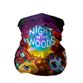 Бандана-труба 3D с принтом Night in the Woods (1) в Рязани, 100% полиэстер, ткань с особыми свойствами — Activecool | плотность 150‒180 г/м2; хорошо тянется, но сохраняет форму | Тематика изображения на принте: bear | cat | fox | night | night in the woods | woods | кот | лес | лис | медведь | ночь | ночь в лесу