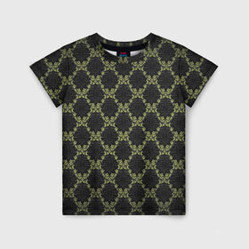 Детская футболка 3D с принтом Victorian - 36577512ik в Рязани, 100% гипоаллергенный полиэфир | прямой крой, круглый вырез горловины, длина до линии бедер, чуть спущенное плечо, ткань немного тянется | Тематика изображения на принте: 36577512ik | black | gothic | gray | green | lace | pattern | style | texture | victorian | wallpaper | викторианский | готика | зеленый | кружево | обои | серый | стиль | текстура | черный