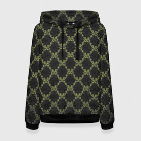 Женская толстовка 3D с принтом Victorian - 36577512ik в Рязани, 100% полиэстер  | двухслойный капюшон со шнурком для регулировки, мягкие манжеты на рукавах и по низу толстовки, спереди карман-кенгуру с мягким внутренним слоем. | Тематика изображения на принте: 36577512ik | black | gothic | gray | green | lace | pattern | style | texture | victorian | wallpaper | викторианский | готика | зеленый | кружево | обои | серый | стиль | текстура | черный