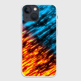 Чехол для iPhone 13 mini с принтом БИТВА СТИХИЙ в Рязани,  |  | blue | bright | fire | heat | ice | light | orange | wildfire | битва огней | битва стихий | искры | огненный | огонь | оранжевый | пламя | пожар