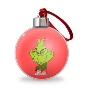 Ёлочный шар с принтом Mr. Grinch в Рязани, Пластик | Диаметр: 77 мм | Тематика изображения на принте: grinch | гринч | новый год | рождество
