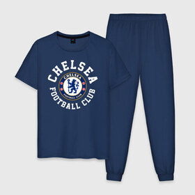 Мужская пижама хлопок с принтом Челси в Рязани, 100% хлопок | брюки и футболка прямого кроя, без карманов, на брюках мягкая резинка на поясе и по низу штанин
 | blue is | chelsea | chelsea fc | ktbffh | the blues | апл | аристократы | клубная | лондон | пенсионеры | синие | фанатская | футбол | футбольная | футбольный клуб | футбольный клуб челси | челси