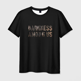 Мужская футболка 3D с принтом DBD. Darkness among us в Рязани, 100% полиэфир | прямой крой, круглый вырез горловины, длина до линии бедер | among | darkness | daylight | dbd | dead | deadbydaylight | horror | killer | survival | us | выживание | к | мертвы | рассвету | ужас