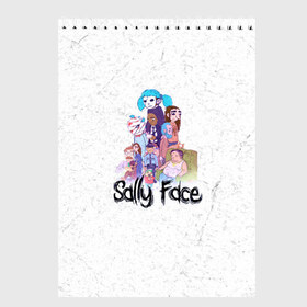 Скетчбук с принтом Sally Face в Рязани, 100% бумага
 | 48 листов, плотность листов — 100 г/м2, плотность картонной обложки — 250 г/м2. Листы скреплены сверху удобной пружинной спиралью | sally face | гизмо | девид | девочка | игра | лари | ларри | мальчик | маска | мрачная | на лице | пых | с протезом | сал | сали | салли | салли фейс | фейс | фэйс | эддисон | эшли