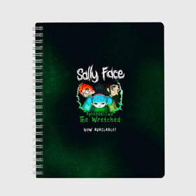 Тетрадь с принтом Sally Face в Рязани, 100% бумага | 48 листов, плотность листов — 60 г/м2, плотность картонной обложки — 250 г/м2. Листы скреплены сбоку удобной пружинной спиралью. Уголки страниц и обложки скругленные. Цвет линий — светло-серый
 | sally face | гизмо | девид | девочка | игра | лари | ларри | мальчик | маска | мрачная | на лице | пых | с протезом | сал | сали | салли | салли фейс | фейс | фэйс | эддисон | эшли