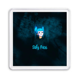 Магнит 55*55 с принтом Sally Face в Рязани, Пластик | Размер: 65*65 мм; Размер печати: 55*55 мм | sally face | гизмо | девид | девочка | игра | лари | ларри | мальчик | маска | мрачная | на лице | пых | с протезом | сал | сали | салли | салли фейс | фейс | фэйс | эддисон | эшли