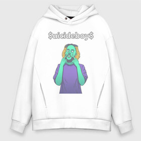 Мужское худи Oversize хлопок с принтом SuicideboyS в Рязани, френч-терри — 70% хлопок, 30% полиэстер. Мягкий теплый начес внутри —100% хлопок | боковые карманы, эластичные манжеты и нижняя кромка, капюшон на магнитной кнопке | Тематика изображения на принте: uicideboy