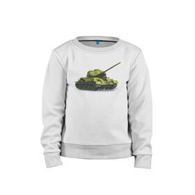 Детский свитшот хлопок с принтом Зимний Танк в Рязани, 100% хлопок | круглый вырез горловины, эластичные манжеты, пояс и воротник | war | бмп | броня | военный | война | зеленый | оборона | онлайн | оружие | снежный | танк | танки | танки онлайн | танчики