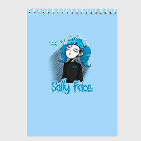 Скетчбук с принтом Sally Face в Рязани, 100% бумага
 | 48 листов, плотность листов — 100 г/м2, плотность картонной обложки — 250 г/м2. Листы скреплены сверху удобной пружинной спиралью | sally face | гизмо | девид | девочка | игра | лари | ларри | мальчик | маска | мрачная | на лице | пых | с протезом | сал | сали | салли | салли фейс | фейс | фэйс | эддисон | эшли