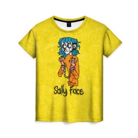 Женская футболка 3D с принтом Sally Face в Рязани, 100% полиэфир ( синтетическое хлопкоподобное полотно) | прямой крой, круглый вырез горловины, длина до линии бедер | sally face | гизмо | девид | девочка | игра | лари | ларри | мальчик | маска | мрачная | на лице | пых | с протезом | сал | сали | салли | салли фейс | фейс | фэйс | эддисон | эшли