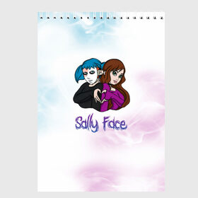 Скетчбук с принтом Sally Face в Рязани, 100% бумага
 | 48 листов, плотность листов — 100 г/м2, плотность картонной обложки — 250 г/м2. Листы скреплены сверху удобной пружинной спиралью | sally face | гизмо | девид | девочка | игра | лари | ларри | мальчик | маска | мрачная | на лице | пых | с протезом | сал | сали | салли | салли фейс | фейс | фэйс | эддисон | эшли