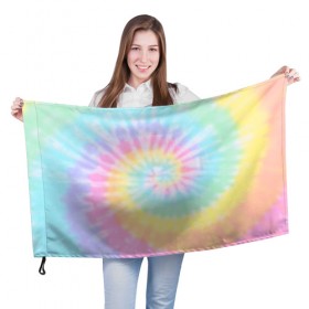 Флаг 3D с принтом Pastel Tie Dye в Рязани, 100% полиэстер | плотность ткани — 95 г/м2, размер — 67 х 109 см. Принт наносится с одной стороны | tie dye | абстракция | краска | хиппи