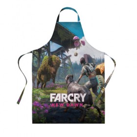 Фартук 3D с принтом FARCRY:NEW DAWN в Рязани, 100% полиэстер | общий размер — 65 х 85 см, ширина нагрудника — 26 см, горловина — 53 см, длина завязок — 54 см, общий обхват в поясе — 173 см. Принт на завязках и на горловине наносится с двух сторон, на основной части фартука — только с внешней стороны | far cry | far cry 5 | far cry new dawn | far cry primal | farcry | fc 5 | fc5 | game | new dawn | primal | игры | постапокалипсис | фар край | фар край 5