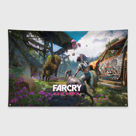 Флаг-баннер с принтом FARCRYNEW DAWN в Рязани, 100% полиэстер | размер 67 х 109 см, плотность ткани — 95 г/м2; по краям флага есть четыре люверса для крепления | far cry | far cry 5 | far cry new dawn | far cry primal | farcry | fc 5 | fc5 | game | new dawn | primal | игры | постапокалипсис | фар край | фар край 5