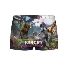 Мужские трусы 3D с принтом FARCRY:NEW DAWN в Рязани, 50% хлопок, 50% полиэстер | классическая посадка, на поясе мягкая тканевая резинка | far cry | far cry 5 | far cry new dawn | far cry primal | farcry | fc 5 | fc5 | game | new dawn | primal | игры | постапокалипсис | фар край | фар край 5