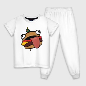Детская пижама хлопок с принтом Durr burger в Рязани, 100% хлопок |  брюки и футболка прямого кроя, без карманов, на брюках мягкая резинка на поясе и по низу штанин
 | battle | durrr | fastfood | fortnite | royale | бургер | еда | фастфуд