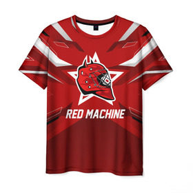 Мужская футболка 3D с принтом Red machine в Рязани, 100% полиэфир | прямой крой, круглый вырез горловины, длина до линии бедер | Тематика изображения на принте: hockey | national | red machine | russia | team | красная машина | россия | сборная | хоккей | хоккейная